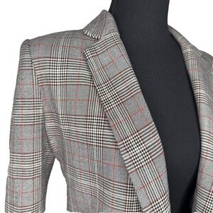 H&M Plaid Blazer | Size‎ 8 Gray Checkered Jacket Belt Loop Detail